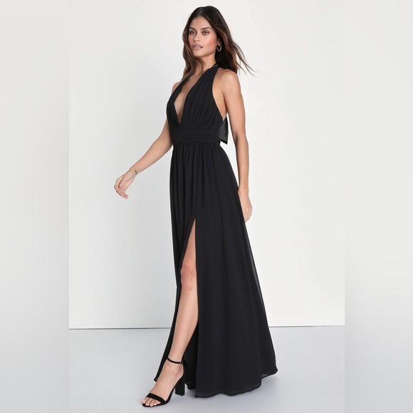 Lulus Sultry Spectacle Black Pleated Halter Maxi Dress - Picture 3 of 8